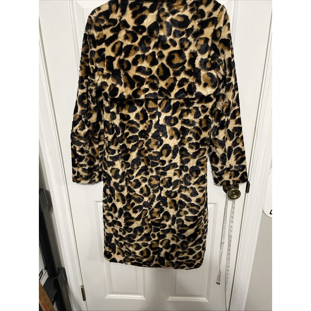 Scotch & Soda Leopard Print Faux Fur Trench Coat - Tan, Black - Picture 8 of 12
